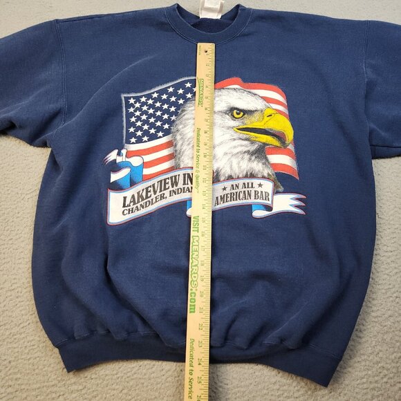 Vtg Hanes Sweatshirt Mens Extra Large Crew Neck Indiana Bar Patriotic USA Eagle - Picture 4 of 8